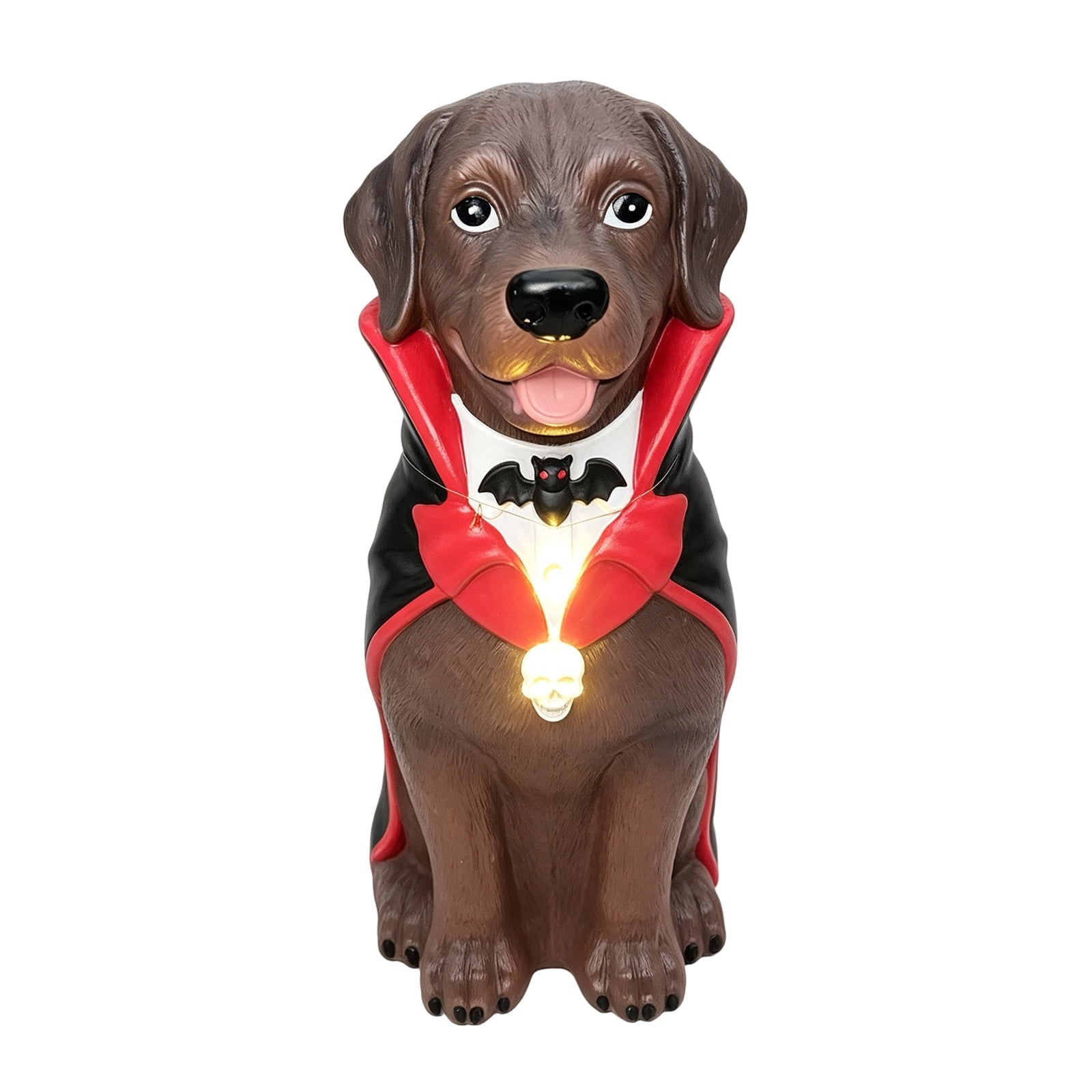 Halloween Dog Greeter - Frenchie 7.9in Resin Witch Dog with Light-Up Pumpkin, Spooky Fall Decor, Indoor Outdoor Tabletop Decoration