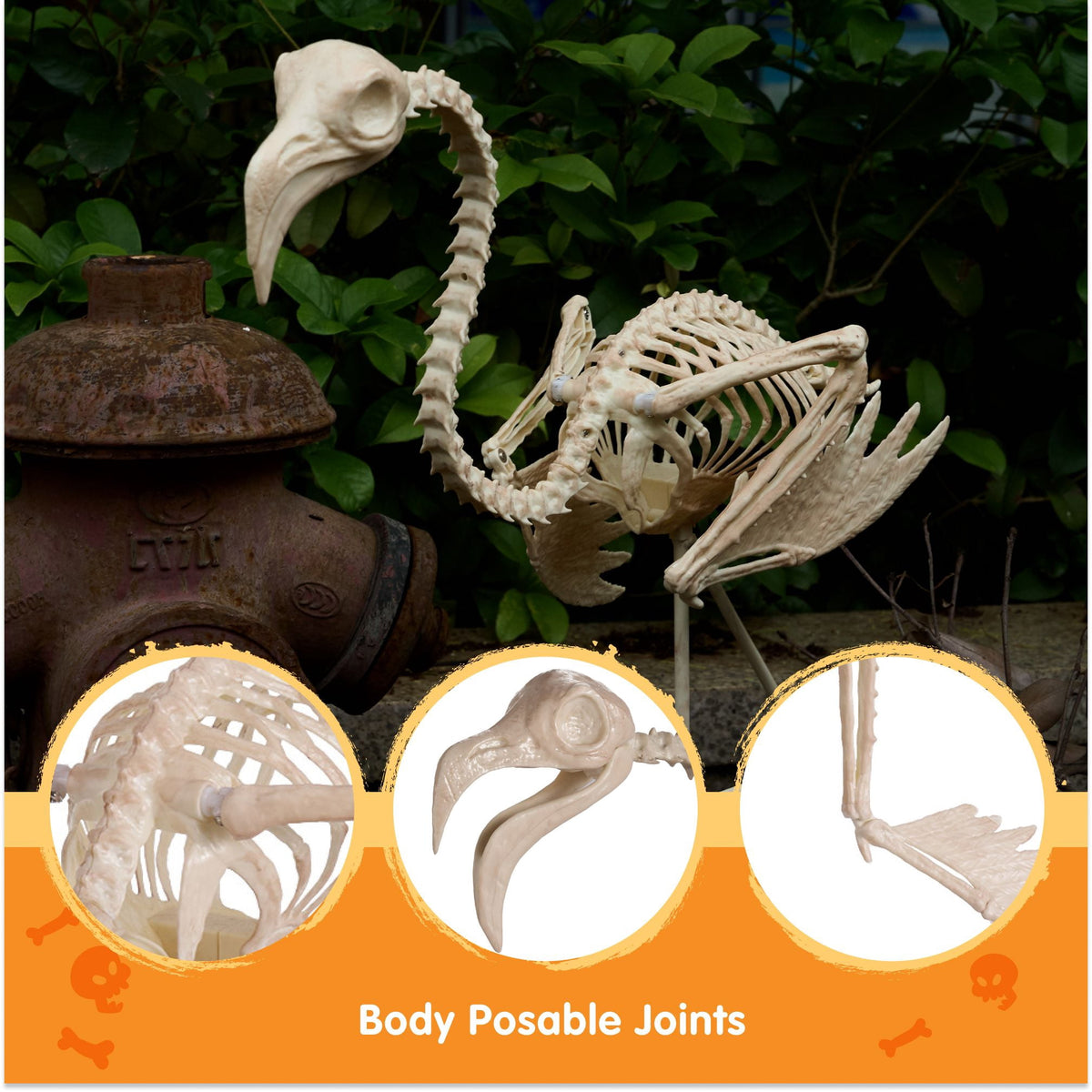 Joyfy 2 Pcs Duck Skeleton Halloween Decoration,4.5 Inch Posable Plastic Animals Halloween Skeleton for Indoor Outdoor Halloween Decorations,Haunted House Party Props