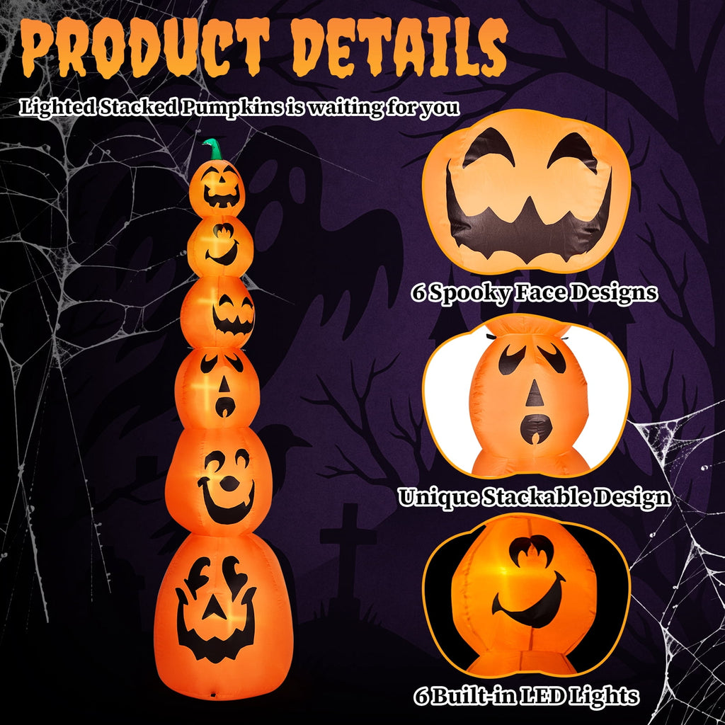 Zimtown 9 FT Halloween Inflatables Pumpkin, Halloween Decoration Blow up Pumpkins w/ Build-in LEDs for Halloween Party