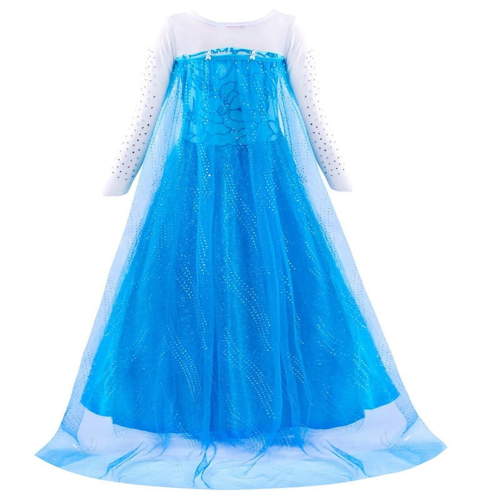 Jurebecia Princess Dress for Girls Birthday Party Blue Costume up Toddlers Kids Christmas Halloween Cosplay Clothes with Accessories 6T(5-6Years)