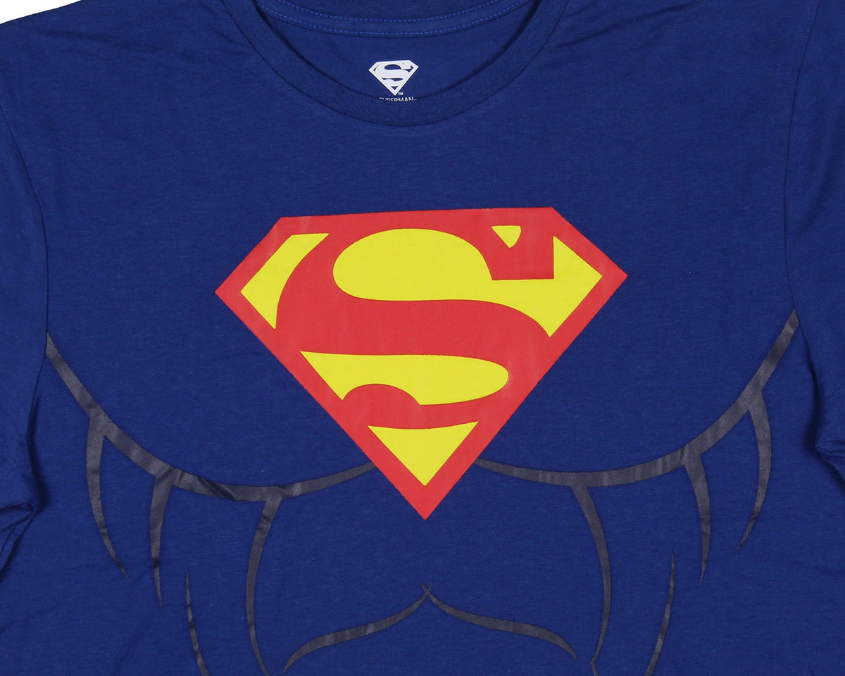 DC Comics Men's Superman Costume S Logo Superman Shirt With Detachable Cape Cosplay Tee