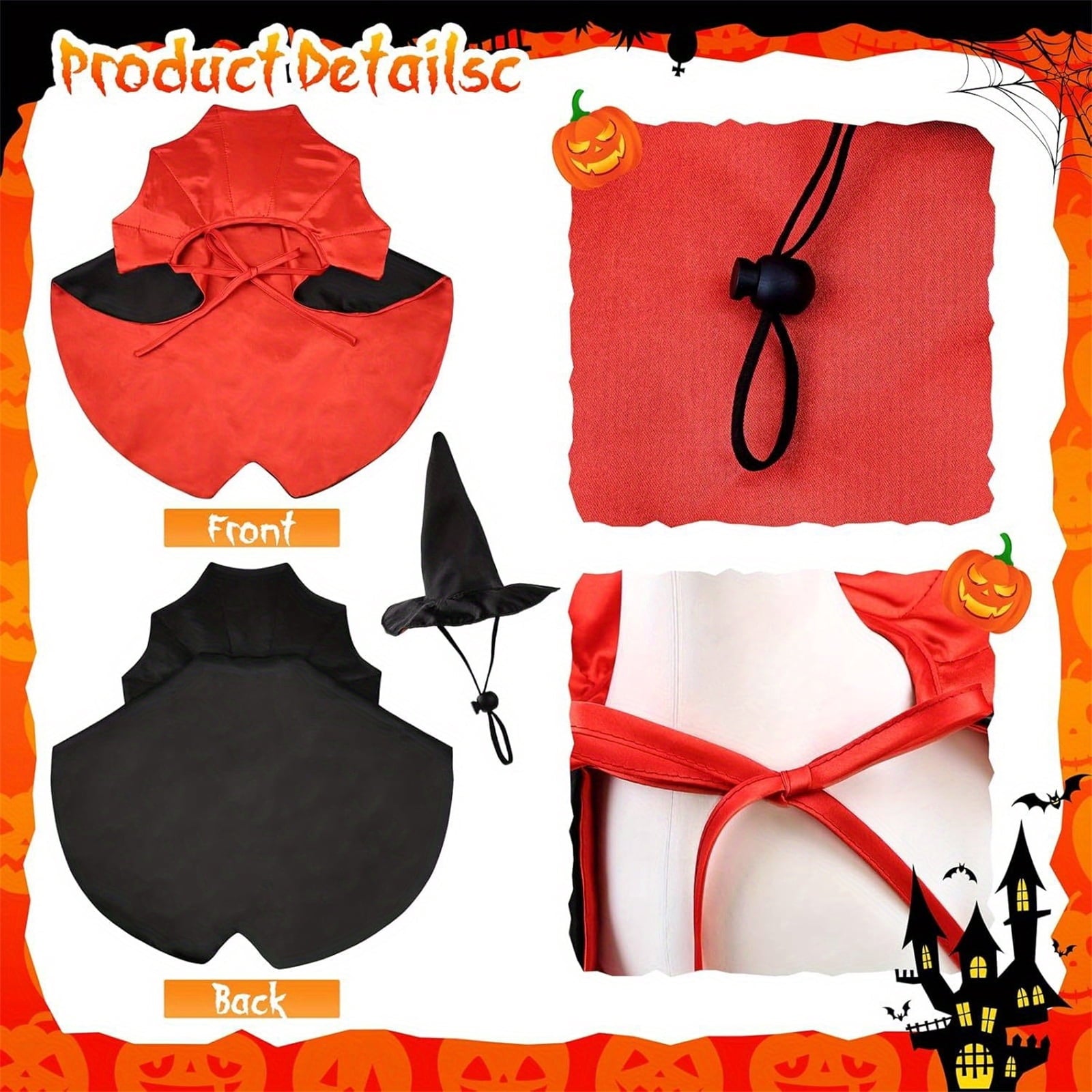 Bat Witch Hat Spiderweb Halloween Goose Clothes Fit 17/23In Cement Plastic Lawn Goose, Stylish Full Set for Outdoor Yard Patio Garden Seasonal Halloween Home Ornamental Arrangement