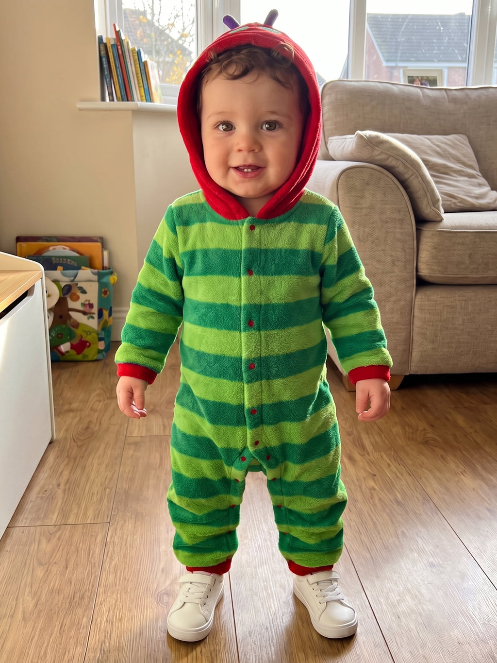 RUINIXCW Toddler Baby Boy Girl Halloween Caterpillar Costume Newborn Infant Baby Fleece Jumpsuit Warm Fall Winter Clothes Long Sleeve Striped Hooded Romper
