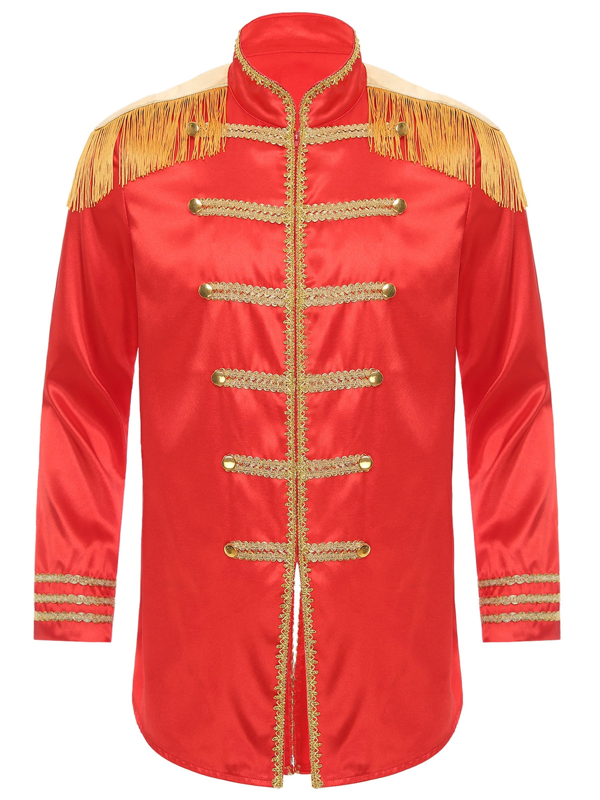 Eandarui Men's Halloween SGT Sergeant Pepper Costume Jacket Fancy Dress Hippie Music Star 1960s Shirt Red S