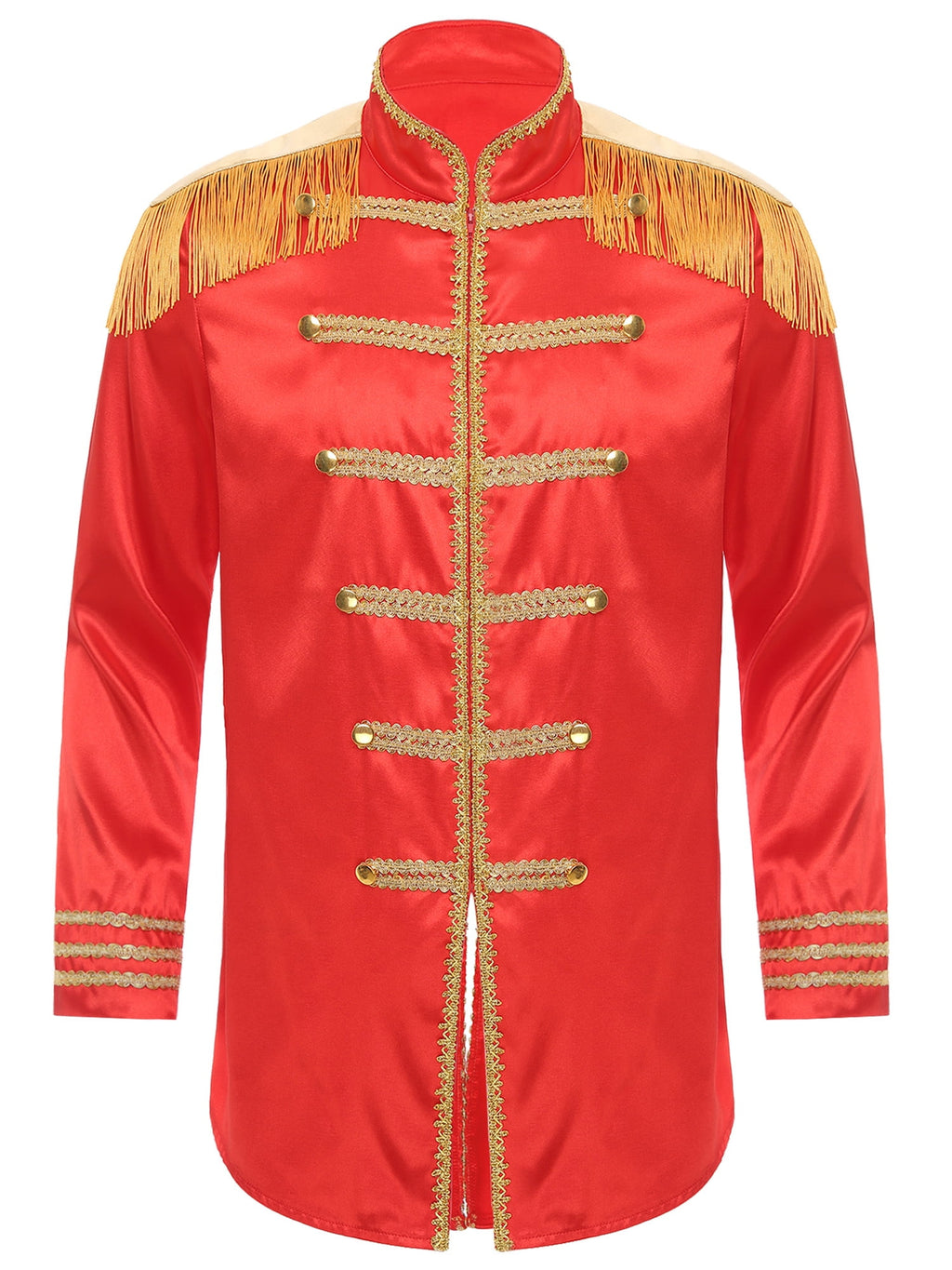 Eandarui Men's Halloween SGT Sergeant Pepper Costume Jacket Fancy Dress Hippie Music Star 1960s Shirt Red M