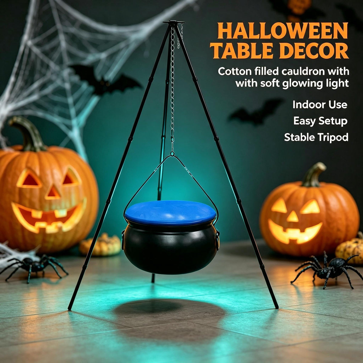 Muecwrye Halloween Decorations Outdoor, Halloween Clearance! Halloween Witches Cauldron with Lights, DIY Bubbling Cauldron Set Decor for Home Porch Outside, Halloween Party Supplies( Without Tripod)