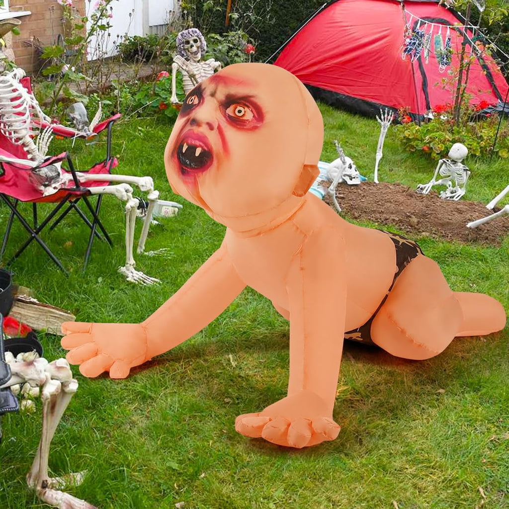 GOOSH Halloween Inflatables 4 FT Halloween Zombie Inflatable with Built-in LEDs, Scary Inflatable Zombie Halloween Blowups, Outdoor Halloween Decorations Zombie Blow up for Halloween Holiday Party