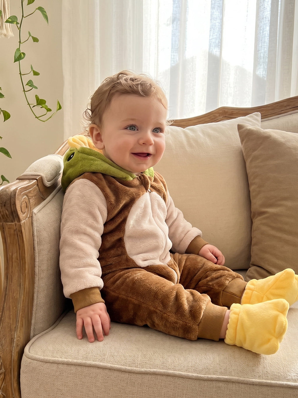 RUINIXCW Toddler Baby Boy Girl Duck Costume Newborn Infant Halloween Animal Costume Warm Fall Winter Plush Jumpsuit Outfit Long Sleeve Hood Zip Up Romper Snowsuit Foot Covers