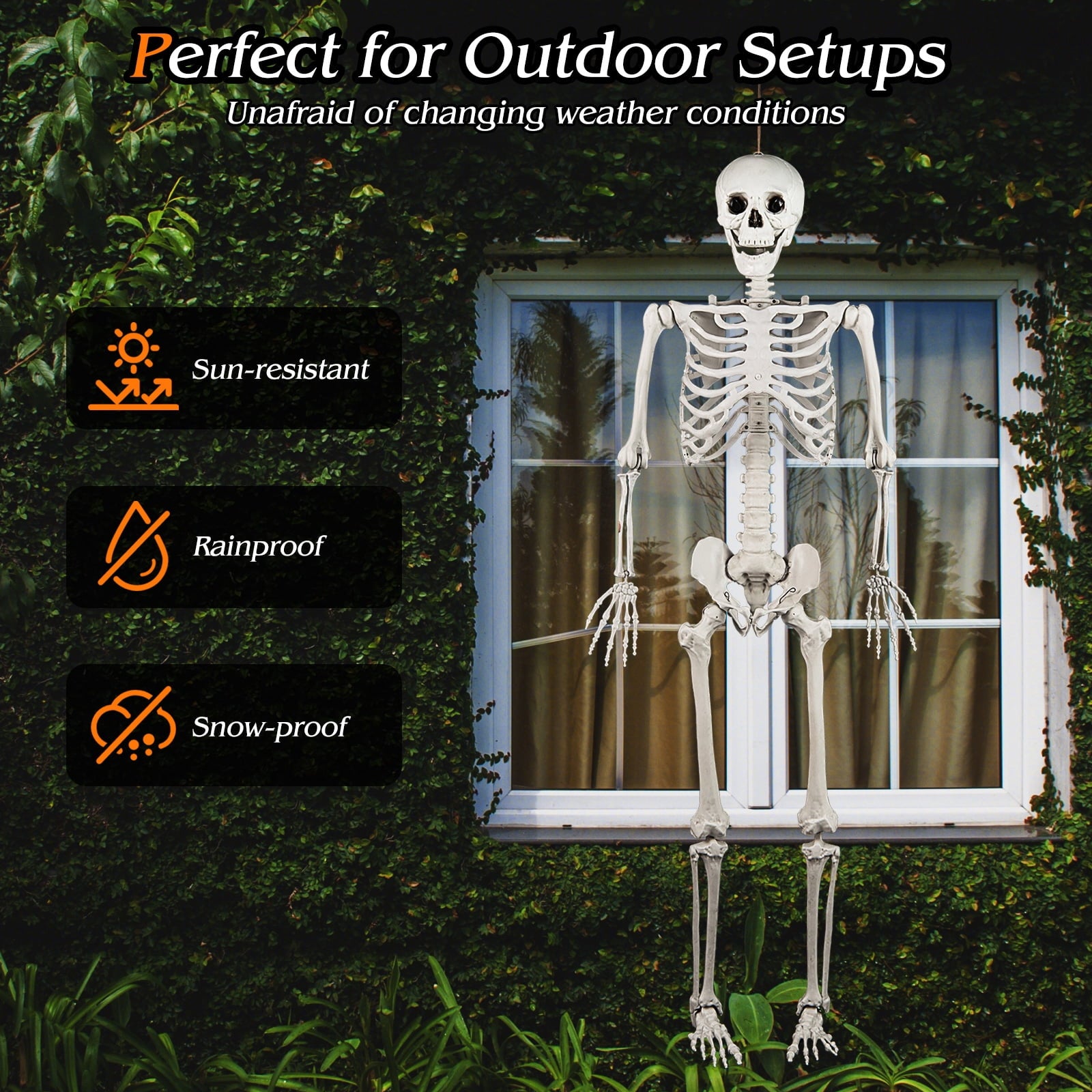 Costway 5.4ft Halloween Christmas Skeleton Life Size Realistic Full Body Hanging with Movable Joints 63 Inches