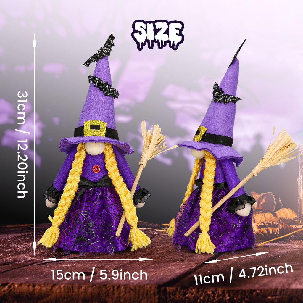 Molumo Halloween Gnomes Decorations Indoor, 3 Packs Handmade Cute Witch Hocus Pocus Halloween Decorations for Home, Office, Party, Funny Halloween Gifts