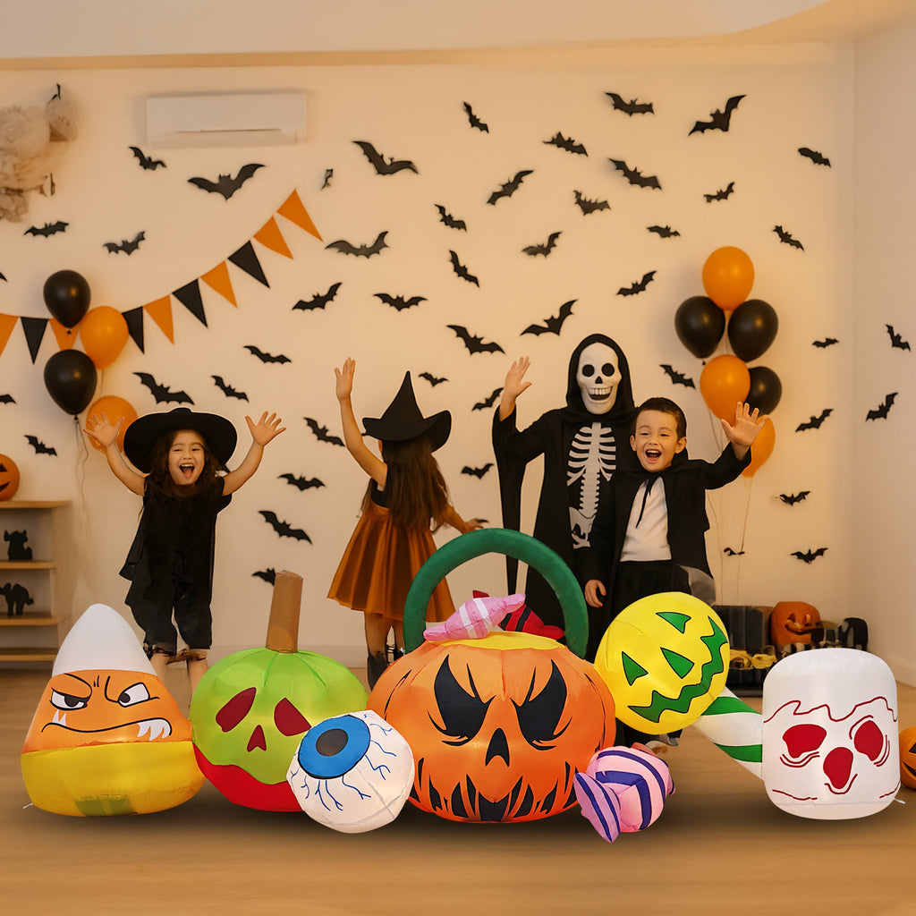 UBesGoo 8.2' Halloween Inflatables Pumpkin Ghost Archway , Blow up Hallowee Decorations with Built-in LED Lights for Holiday