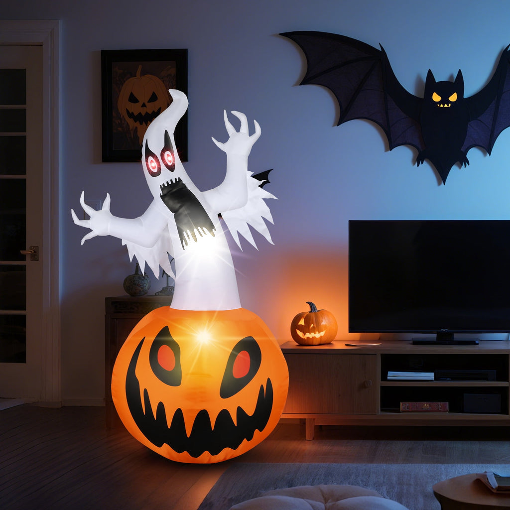 MAGOTAN 5 FT Halloween Inflatables Cape Pumpkin Outdoor Decorations Cape Pumpkin Halloween Inflatable Blow Up Halloween Cape Pumpkin Decoration Build-in LED Lights