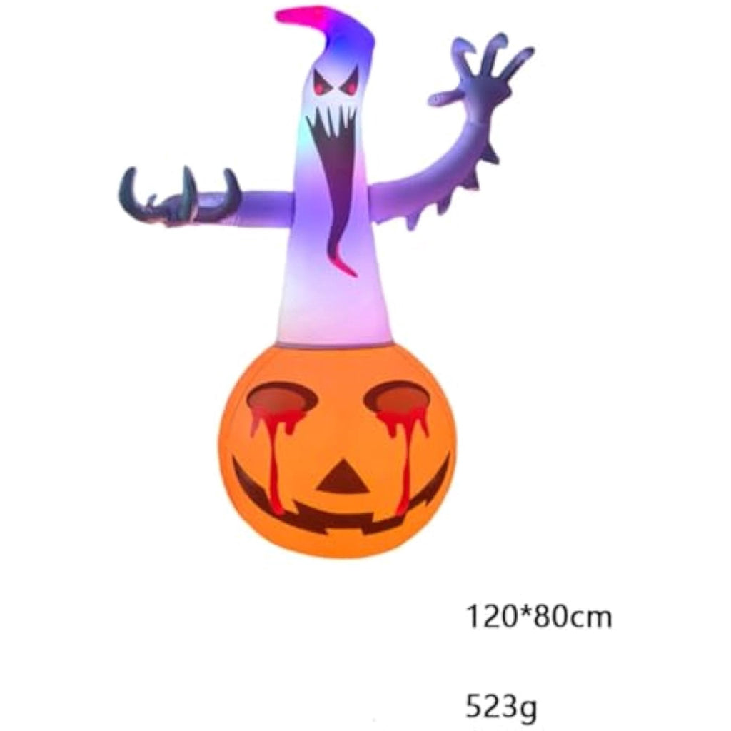 Wick's Outdoor Living /Self Inflatable 4FT Inflatable Pumpkin Ghost Halloween Decoration with LED Lights