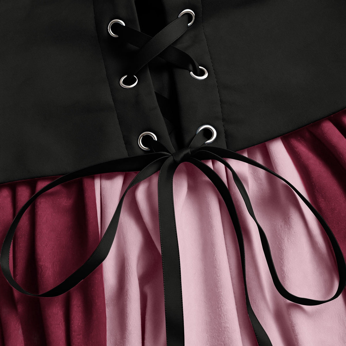 Gothic Dresses for Women Medieval Renaissance Halloween Costume Lace Up Corset High Low Ruffle Hem Square Neck Vintage Gown