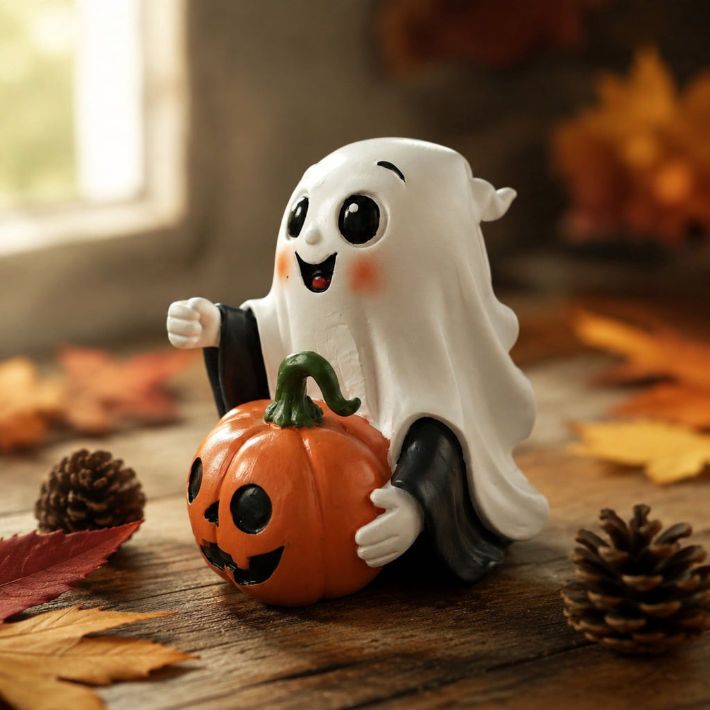 Halloween Decorations, Ghost Resin Crafts Ornaments, Alloween Decoration for Porch Yard Patio Indoor Decor Fall Autumn Home Shelf Mantel Ornament