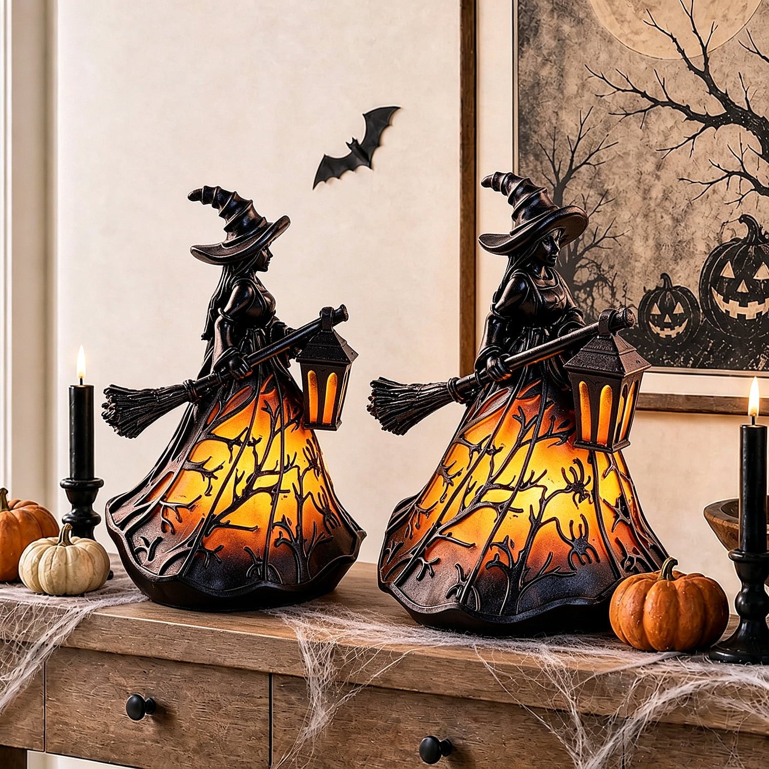 Clearance Gothic LED Lamp – Raven's Moonlight Mysterious Crow on Orb Sculpture, 3D Hollow Lantern Decorative Lamp for Gothic Collectors, Halloween Enthusiasts Best Halloween Gifts