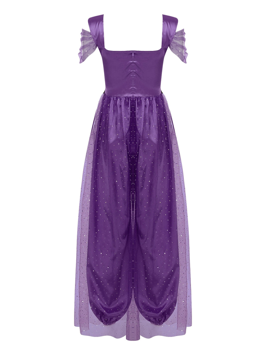 Aislor Women Halloween Arabian Princess Cosplay Costume Sequins Belly Dance Romper Jumpsuit Fancy Dress Lake Blue L