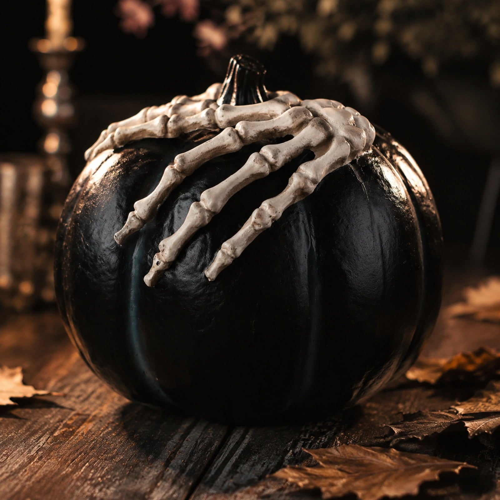 THOPBPRK Black Halloween Pumpkin Decoration for Home, Gothic Table Centerpiece Decor, Fall Figurine for Party and Seasonal Indoor Display