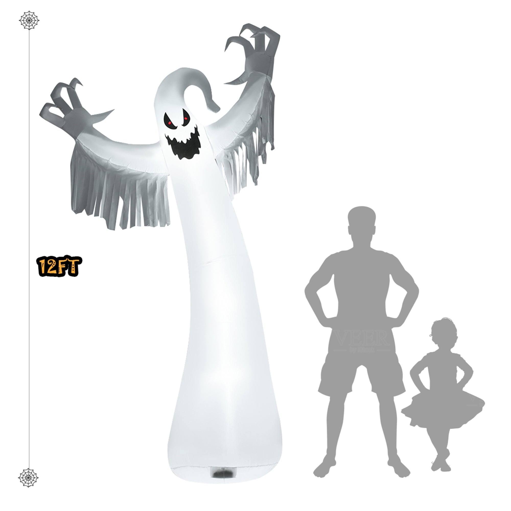 Gymax 12ft Inflatable Halloween Blow Up Ghost Decoration w/ Built-in LED Light
