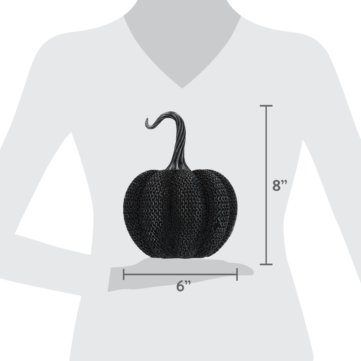 Resin Textured Pumpkin Decoration, Black, 7.75", Halloween by Way To Celebrate