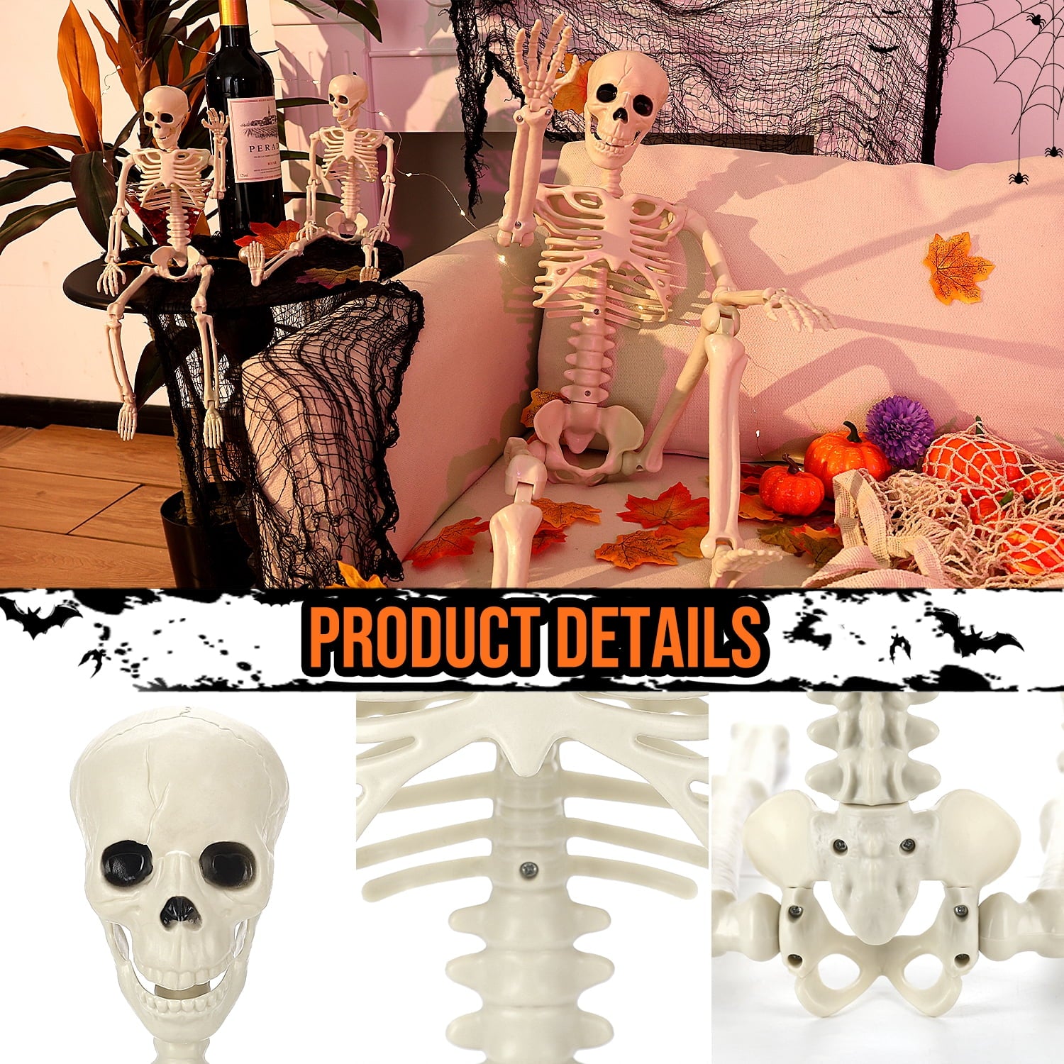 Ayieyill 2pcs Skeleton and Dog Skeleton Halloween Decorations Posable Skeletons Halloween Decorations Indoor Outdoor