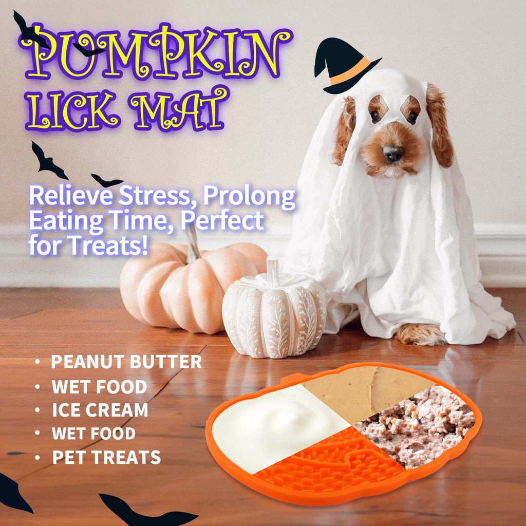 All For Paws Halloween 4-Pack Dog Toy Set - Gift Box Includes Dog Lick Mat, Puppy Squeaky Firehose Toy, Latex Dog Chew Toy & Dog Treat Dispenser