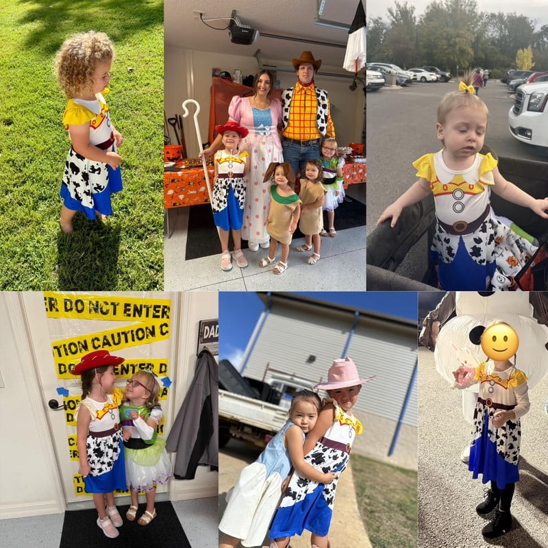 Benylion Cowgirl Costume for Girl Summer Dress Western Dress Up Outfit for Kids Halloween Cosplay Party Dresses Ruffle Sleeve for 5-6 Years