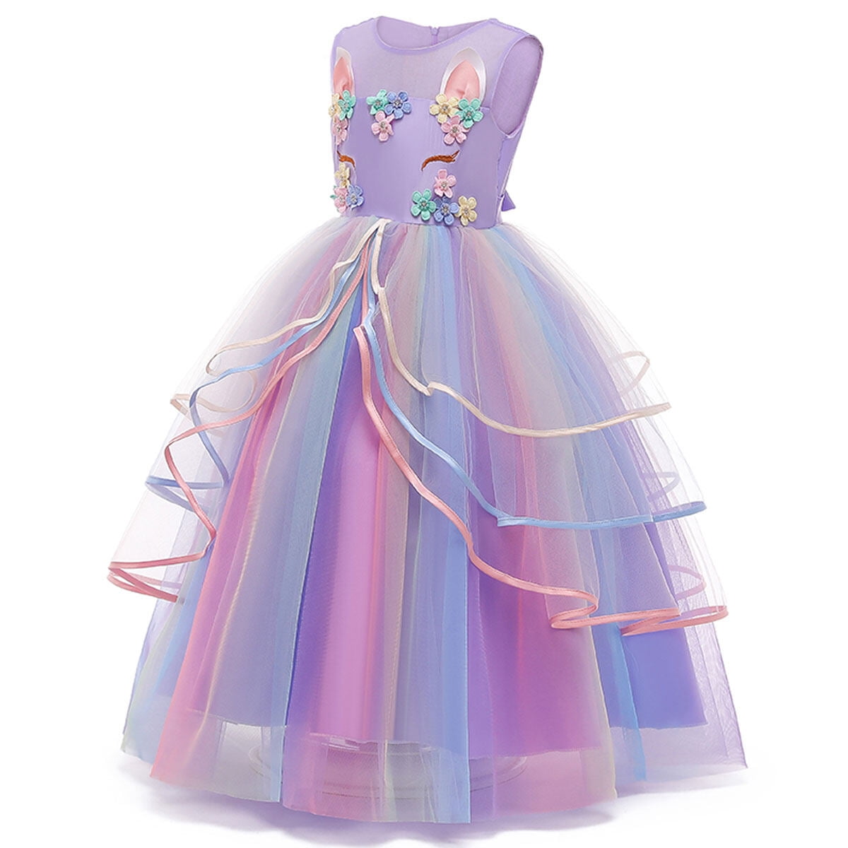 HAWEE Princess Girl Dress Long Tulle Gown Flower Girls Unicorn Dress