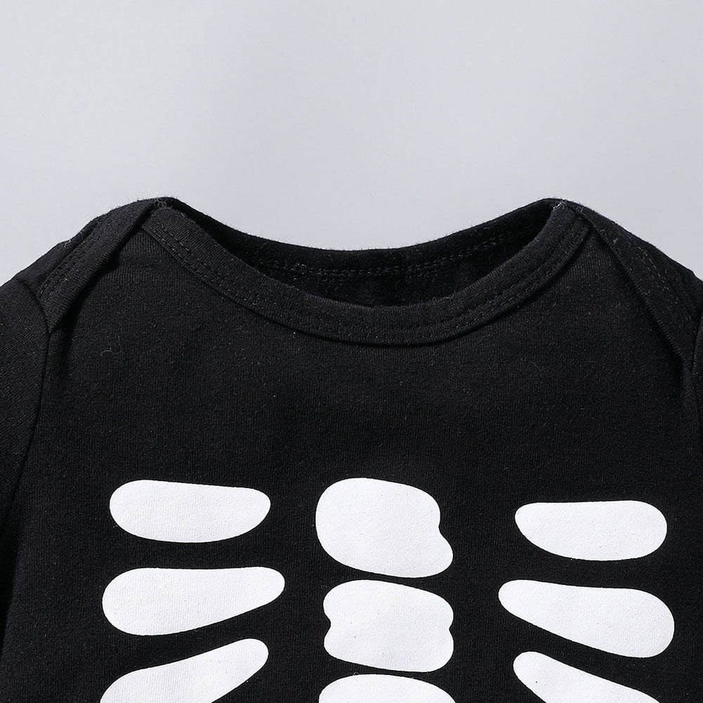 WIBACKER My First Halloween Costume Newborn Infant Baby Girl Boys' Skeleton Print Jumpsuit Onesies Hat Set