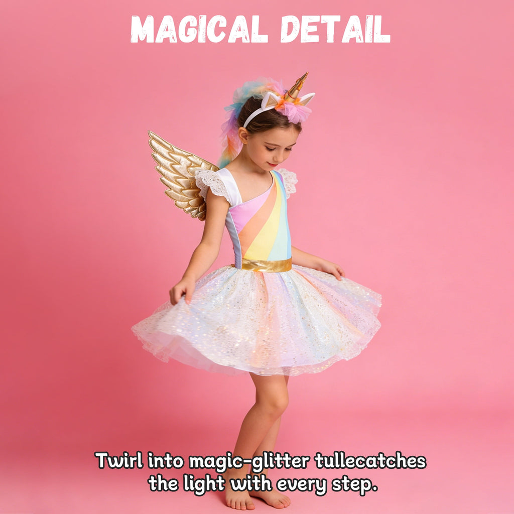CZKHPTY Girls 3D Butterfly Fairy Tutu Dress, Whimsical Garden Princess Pretend Play Fancy Outfit, Sizes 7-8Y