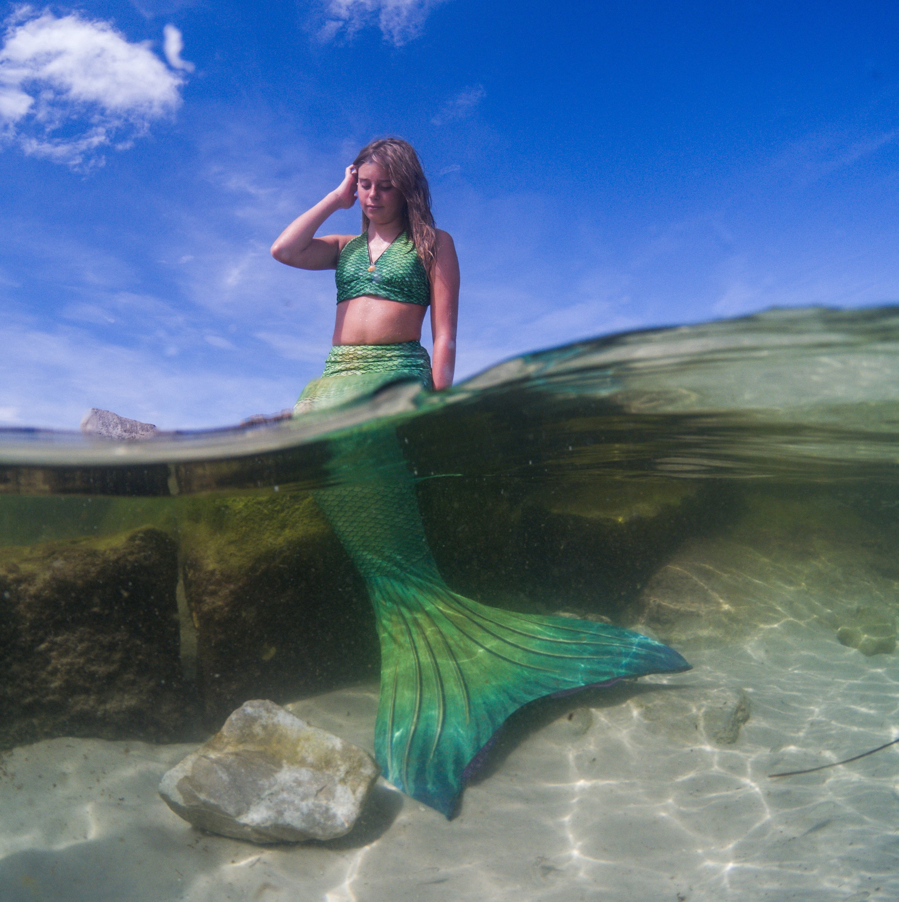 Sun Tail Mermaid Blue Lagoon Tail Skin, Size Child Extra Large (Monofin Not included) for Girls