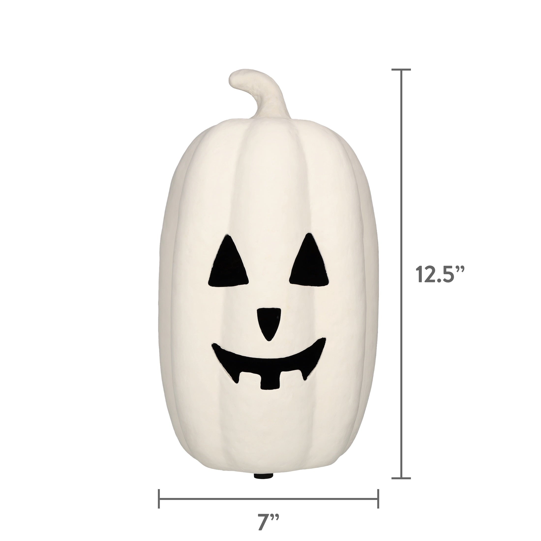 Paper Mache Jack-o'-Lantern Decoration, White, 12.5", Halloween by Way To Celebrate
