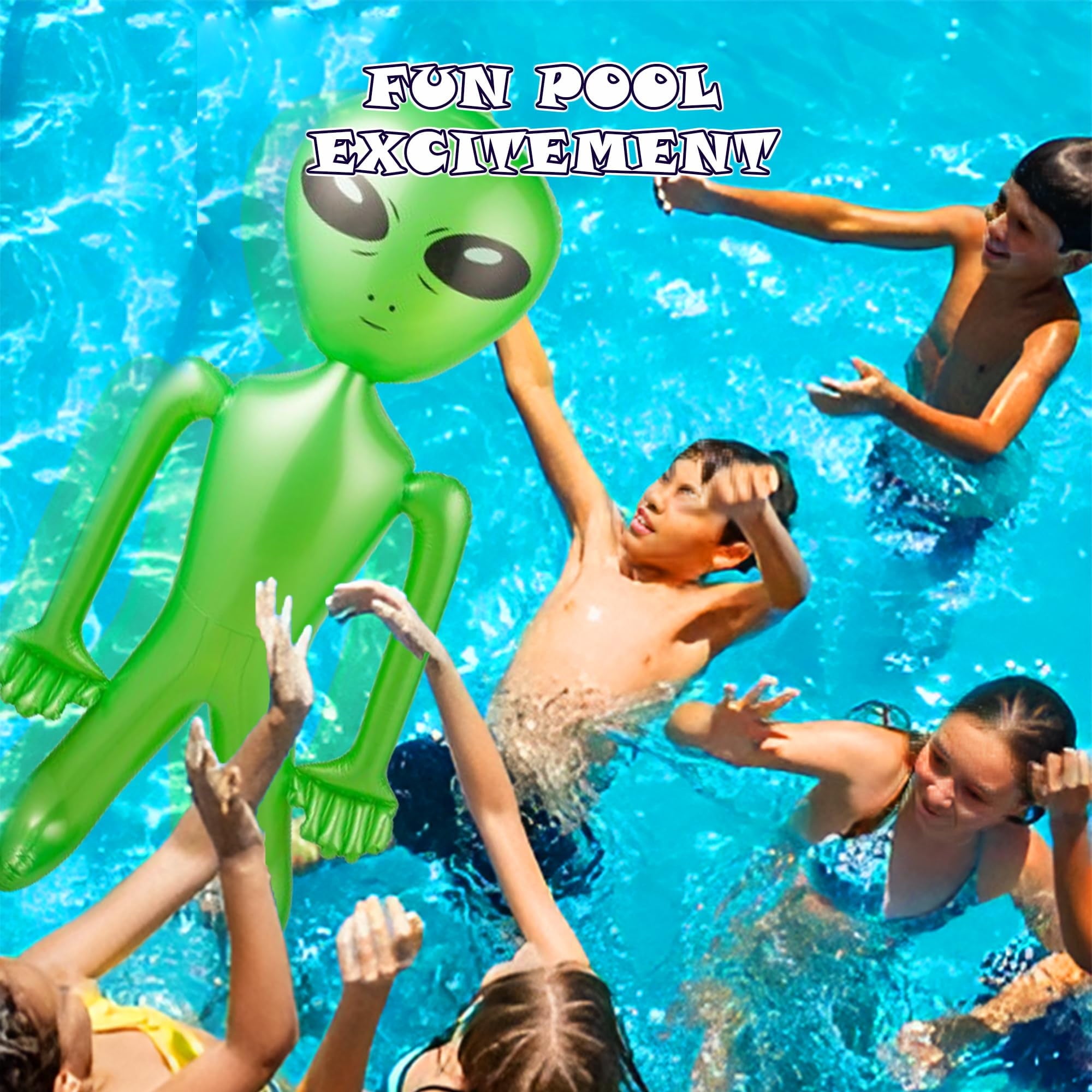 60 Inch (5 Ft.) Giant Alien Inflatable - (Pack of 2) - Jumbo Green Alien, for Game Prize, Alien Halloween Decorations Theme Party Favors Photo Prep & Decorations