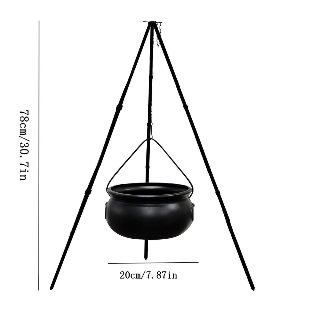 Tepsmf Large Cauldron Outdoor Halloween Decor, On Tripod, Plastic Cauldron Witch Halloween Decorations for Porch Yard, Halloween Party Supplies