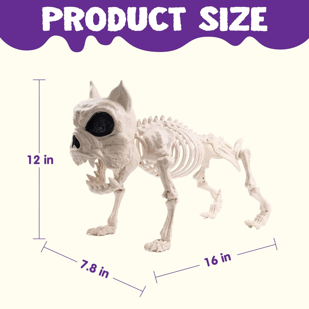 Joyfy 9.8 Inch Halloween Skeleton Dog Skeleton Halloween Decor,Pose-N-Stay Plastic Skeleton Bones with Posable Joints for Hallowmas Decoration Outdoor Haunted House Party