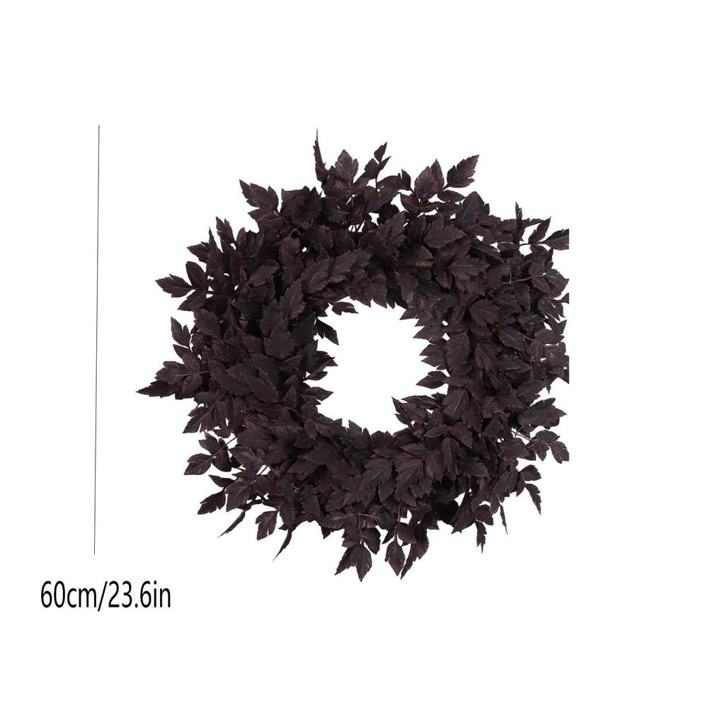 KOYPTL 24'' Artificial Forsythia Wreath Spring Summer Fall Winter Wreaths for Front Door Silk Leaves Wreath for Halloween Decorations Porch Wall Window Indoor Outdoor Home Decor (Black)