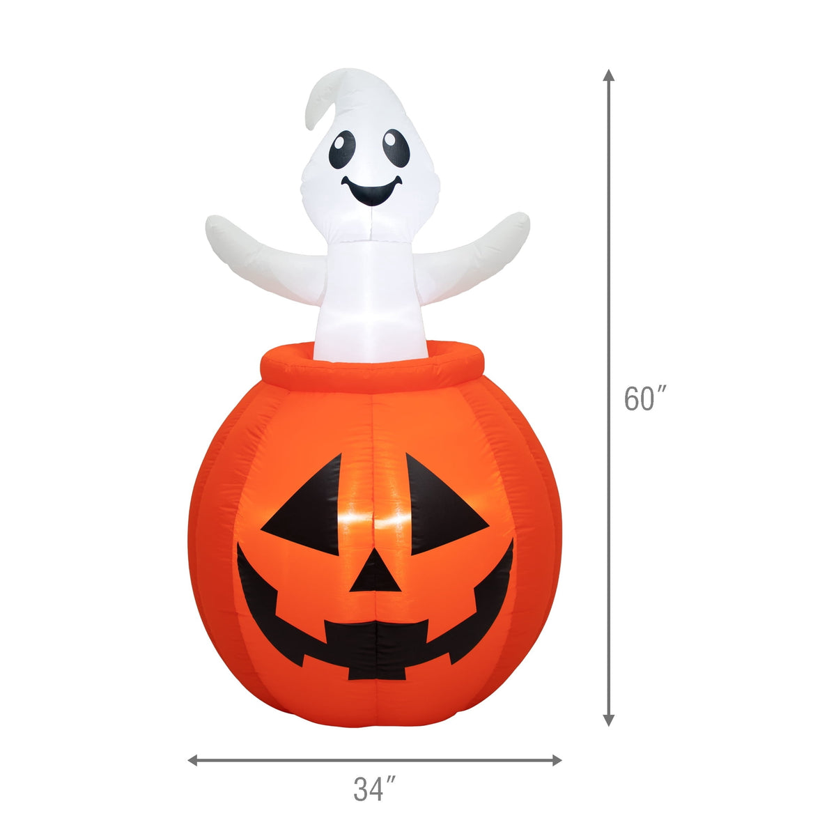 Animated Pop-Up Jack-o'-Lantern Ghost Airblown Yard Inflatable, Orange and White, 5', Halloween by Way To Celebrate
