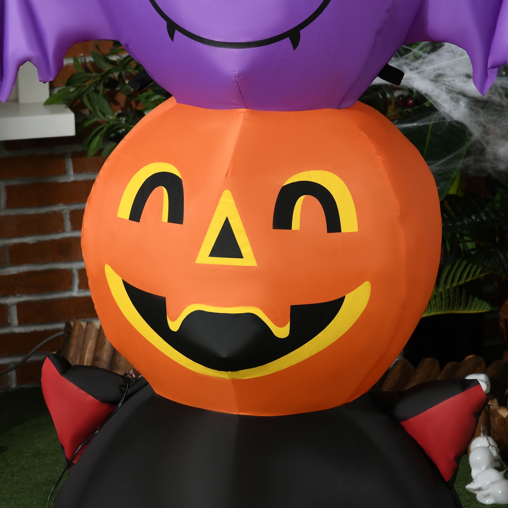 Outsunny 41.3" Inflatable Halloween Window Sticker Ghost with Orange Face, Halloween Decoration with LED Lights for Garden Indoor Outdoor