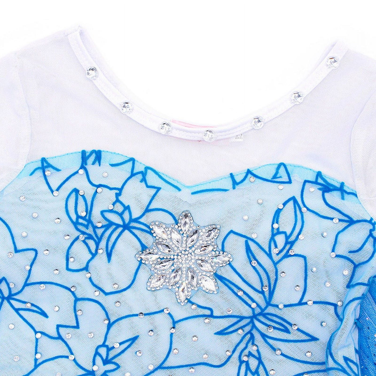 Jurebecia Princess Dress for Girls Birthday Party Blue Costume up Toddlers Kids Christmas Halloween Cosplay Clothes with Accessories 6T(5-6Years)