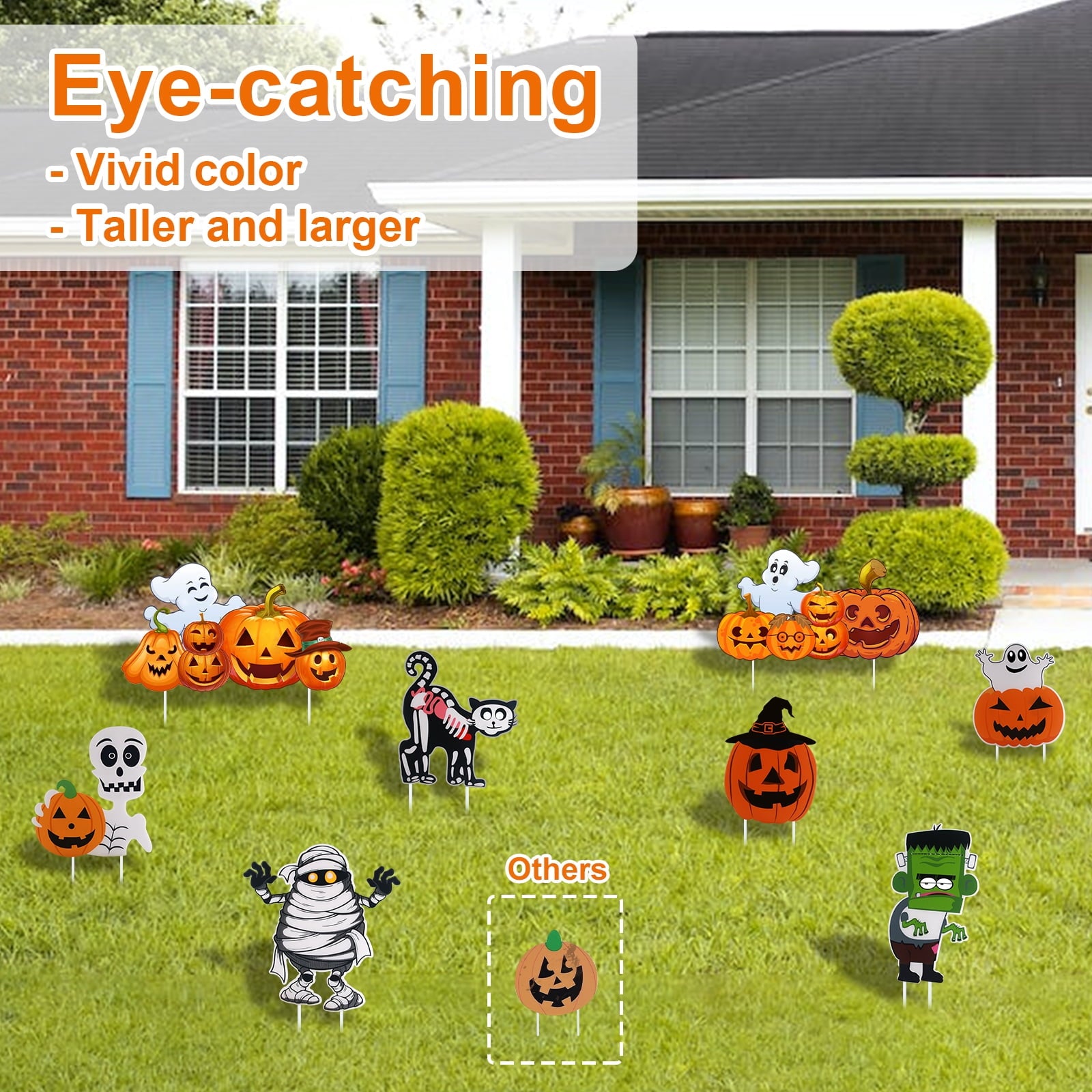 2Sets Halloween Yard Lawn Stakes Cute Pumpkin Yard Sign Vintage for Halloween Garden Decorations Outdoor