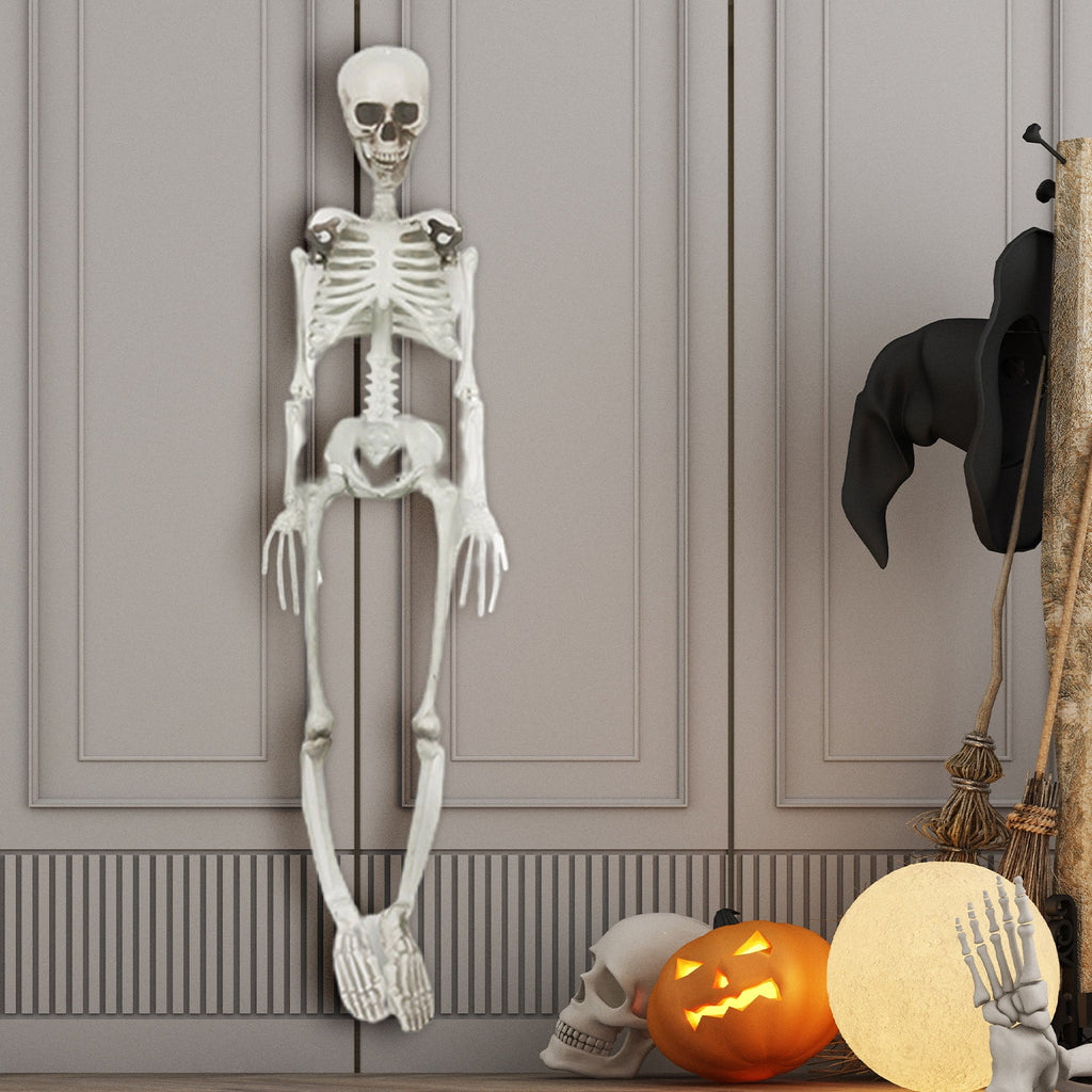 Nrmvnmi 35.4 Inch Halloween Skeleton - Life Size Full Body Realistic Human Bones with Posable Joints for Halloween Pose Skeleton Prop Decoration