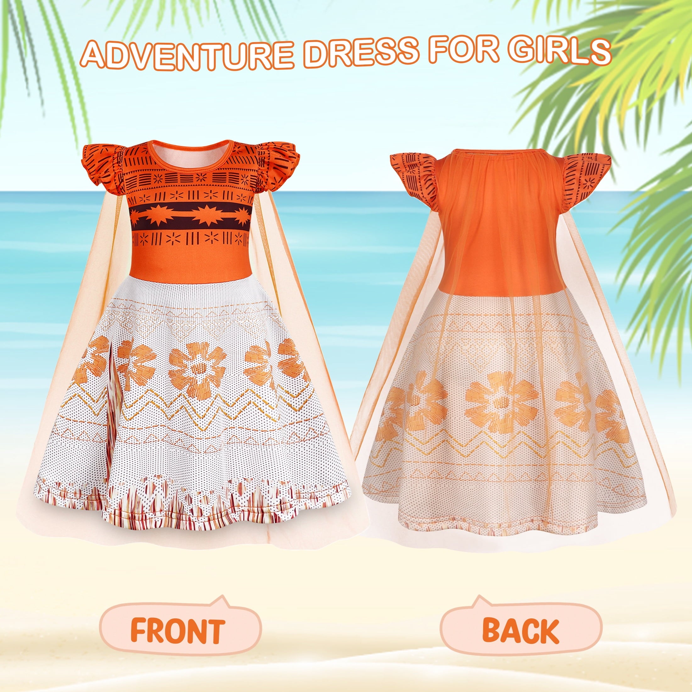 Benylion Girls Ice Princess Dress Halloween Cosplay Costumes With Tulle Cape Kids Birthday Party Dress up Outfit for 7-8 Years