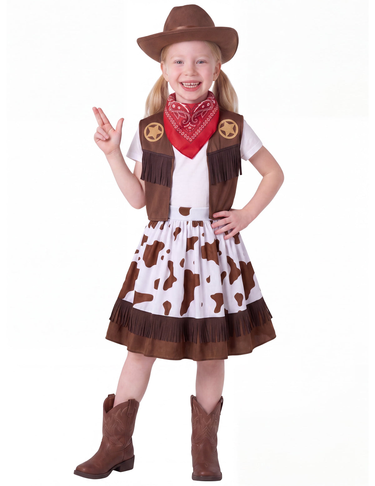 Joyfy Halloween Cowboy Costume for Boys, Kids Cowboy Costume Set, Brown Western Style Cowboy Outfit with Cowboy Hat for Toddler Dress-up Party Cosplay