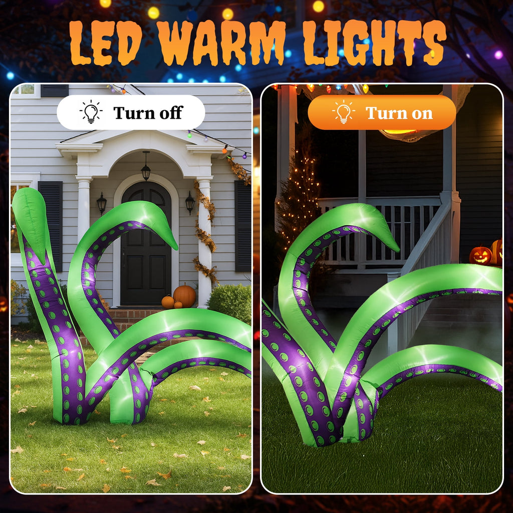 Ktaxon 7' Halloween Inflatables Decoration,Octopus Tentacle 2Pcs Blow up Decoration Octopus Legs w/ Build-in LEDs