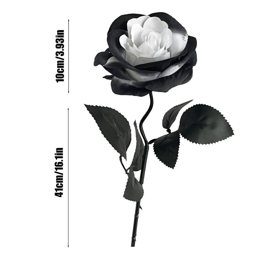 AZXY Halloween Decor, Halloween Indoor Decor, Halloween Tabletop, Artificial White Silk Rose Stems, Gothic Fake Floral Bouquet, Halloween Decorations for Home Table Party Decor