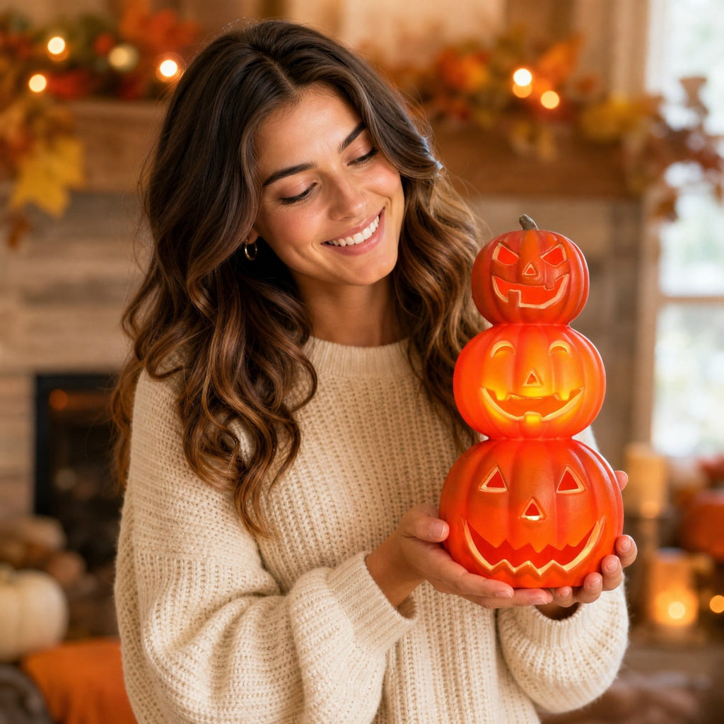 WDOBM Halloween Decorations, Light Up Hollow Blow Mold Pumpkin Halloween Yard Indoor Outdoor, Halloween Home Decor, Halloween Pumpkin, Indoor Halloween Decor for Holiday Gifts