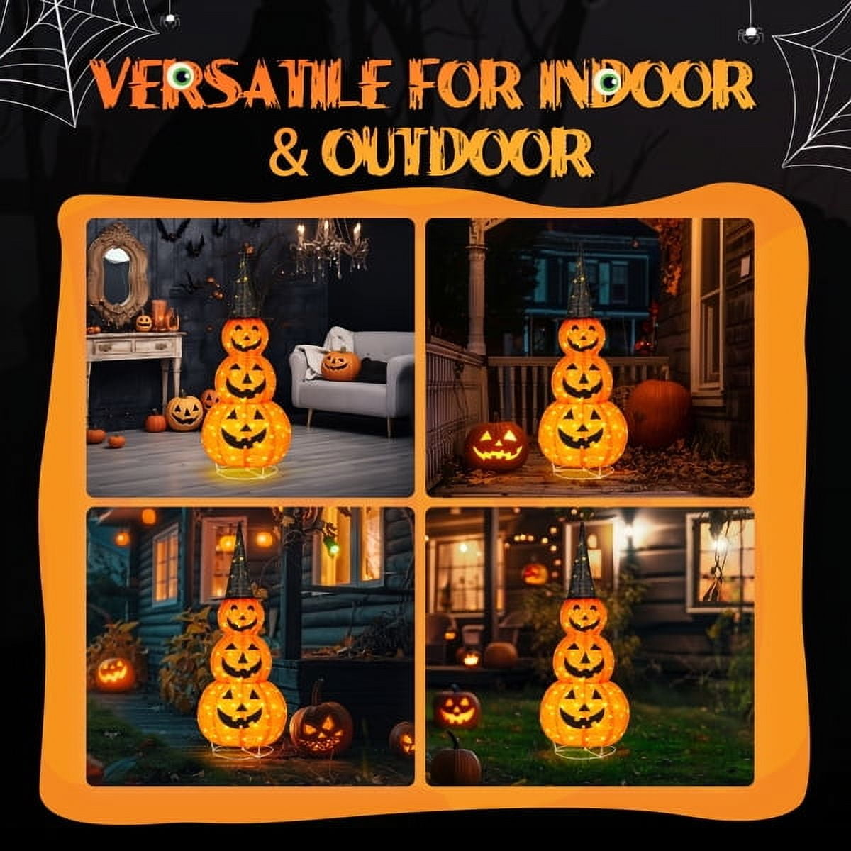 5ft Lighted Pop-Up Pumpkin, 100 LED Lights, Durable Indoor/Outdoor Use, Easy Assembly for Halloween Decor