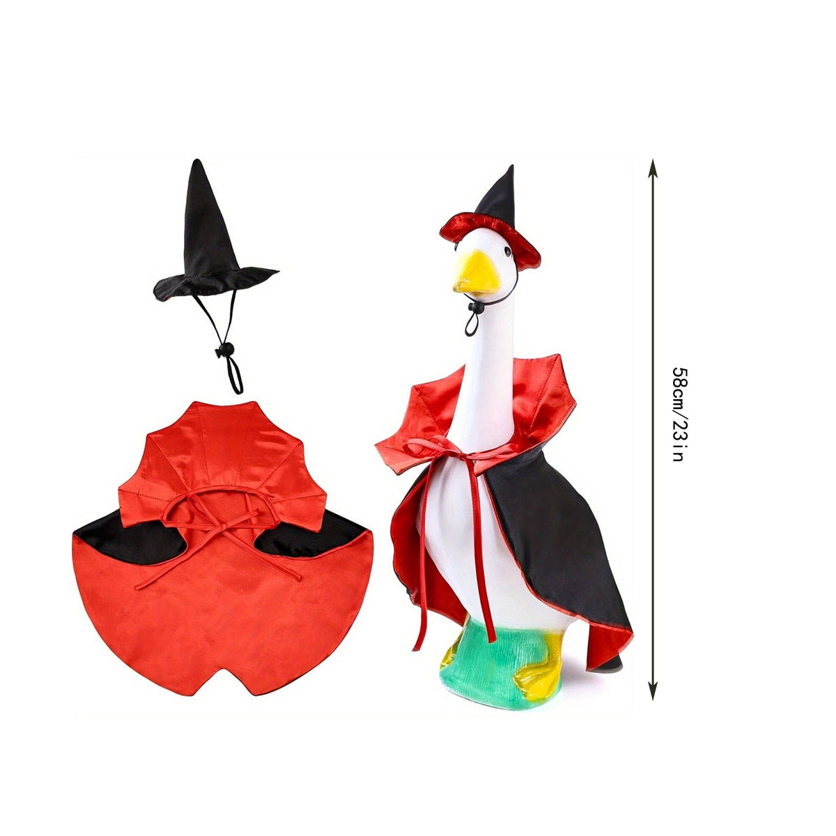 Bat Witch Hat Spiderweb Halloween Goose Clothes Fit 17/23In Cement Plastic Lawn Goose, Stylish Full Set for Outdoor Yard Patio Garden Seasonal Halloween Home Ornamental Arrangement