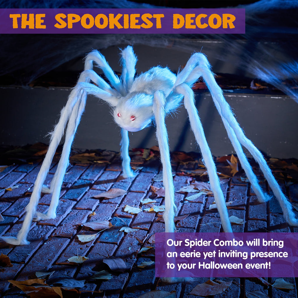 Joyfy 5 ft Scary Giant Spider Halloween Decorations Outdoor,Poseable Spider Lifelike Hairy Prop for Yard,Haunted House,Tree or Porch Party Decorations,Black