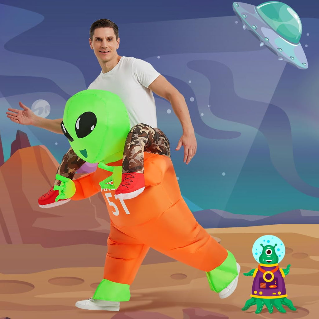GOOSH Adult Alien Costume, Alien Inflatable Halloween Costume Blow Up Alien Costume Adult Size, Funny Men Women Unisex Blow Up Halloween Costumes for Halloween Holiday Party Cosplay